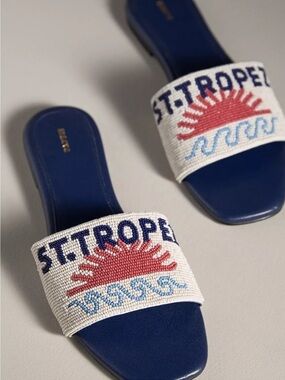 Anthropologie Maeve Fiona Beaded Sandals - St Tropez | 37